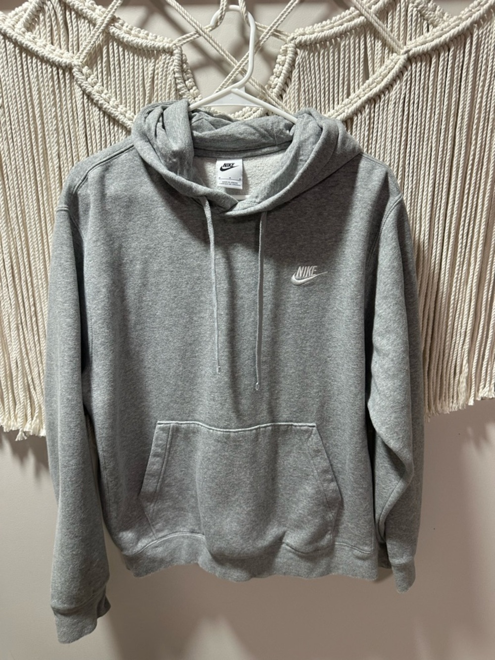 Nike Gray Pullover Hoodie with White Swoosh